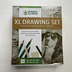 Norberg And Linden Xl Drawing Kit W/ 6X9 Sketch Pad, Zippered Case Pencils. Fixed Price $22.97.