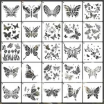 25 Pcs Butterfly Stencils For Painting, 6X6 Inch Reusable .... Fixed Price $13.56.