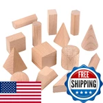 Syhood 30 Pcs 3D Shapes Geometric Solids Wooden Large Size Burlywood Colo. Fixed Price $32.86.