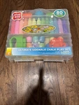 Play Day Ultimate Sidewalk Chalk Set 80 Pcs W/ Carrying Case, Stencils & Holders. Fixed Price $25.00.