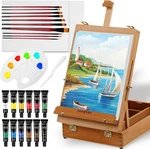 Beechwood Easel Box Set, 27 Pcs Tabletop Acrylic Paint Portable Display. Fixed Price $78.85.