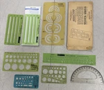 8 Drafting Templates Rapidesign, Staedtler & Alvin Variety Of Shapes Sizes Vtg. Fixed Price $18.00.