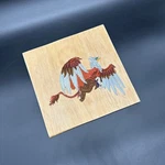 Embroidered Griffon Flying Dragon Art Balsa Wood Panel Down The Road Handmade. Fixed Price $27.00.