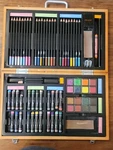Used Gallery Studio Deluxe Art Set With Wooden Case Colored Pencil Pastels Paint. Fixed Price $41.83.
