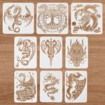 9 Pcs Dragon Painting Stencil Styles Chinese Asian Oriental Big Templat. Fixed Price $16.95.