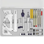 Nicpro 20PCS Professional Geometry Set With Case, Drafting Medium, Silver. Fixed Price $33.99.