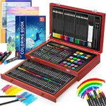 Ibayam Art Supplies 150-PACK Deluxe Wooden Set Crafts Drawing Painting Kit. Fixed Price $56.50.