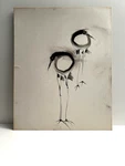 Vintage Mcm Oriental Chinese Stork Crane Drawing Rice Paper On Hard Board Nice!. Fixed Price $44.99.
