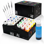 Hual Acrylic Paint Set With 5 Brushes, 24 Colors (60ML, 2OZ) For Artists Kids.... Fixed Price $27.69.