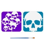 Fingerinspire 2 Pcs Skull Pattern Stencils With Brush 5.9X5.9INCHES Plastic P.... Fixed Price $10.97.