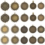 Sunnyclue Box 20PCS 10 Styles Bronze Pendant Tray Round Bezel Small,. Fixed Price $13.63.