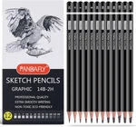 Professional Drawing Sketching Set - 12 Pieces Graphite PENCILS(14B 2H). Fixed Price $11.95.