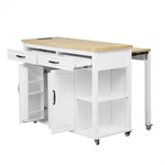 47 Inch Kitchen Island With Extendable Dining Table, Rubber Wood Veneer. Fixed Price $427.38.