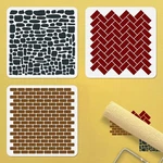 3PCS Tile Texture Stencils For Painting, 11.8"X11.8" Reusable Splicing Brick .... Fixed Price $13.90.