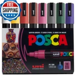 Posca Markers Set, 8 Medium Paint 5M Dark Tones White, Ochre, Ruby. Fixed Price $39.05.