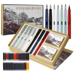 Gc Quill Calligraphy Fountain Pen Set- 7 With Different Nibs And 40 Ink Cartr.... Fixed Price $32.73.
