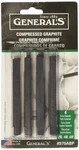 Compressed Graphite Sticks 4/PKG, Black - 2B, 4B & 6B. Fixed Price $12.98.