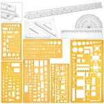 Zonon 10 Pcs Plastic Drawing Template Ruler Geometric Simple Style, Yellow. Fixed Price $24.64.