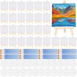 150 Pcs 4 X Inch Mini Canvas Boards Panels With Wooden Easel, Palettes, Bru.... Fixed Price $42.54.