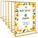 Pujiang 6 Pack 8.5X11" Gold Acrylic Double Sided Clear Sign Holder Display. Fixed Price $48.39.