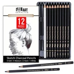 Charcoal Drawing Set With Organizer Tray 12 Pieces Soft, Medium, Hard. Fixed Price $17.09.