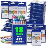 Bulk Pack 18 Boxes Of 24 Vibrant Colored Crayons Teacher Quality. Fixed Price $39.70.