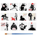 Fingerinspire 12 Pcs Banksy Drawing Stencil With Paint Brush 11.8X11.8INCH Ba.... Fixed Price $24.32.