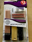 Daler Sketching Artist Set 13 Pc Charcoal + Pencils Blending Sticks Hb 2B 4B. Fixed Price $10.81.