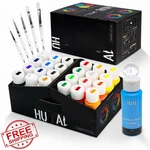 Hual Acrylic Paint Set 24 Colors 60ML + 5 Brushes All Surfaces. Fixed Price $41.97.