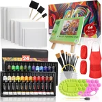 Acrylic Painting Kit Set With Walnut Easel, 24 Colors. Fixed Price $58.35.