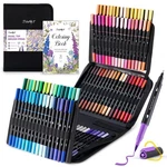 Jusart 100-COLOR Dual Tip Markers For Adult Coloring Books No Bleeding. Fixed Price $54.01.