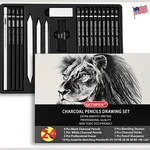 24 Piece Sketching Pencil Set Graphite Charcoal Drawing Art Kit 12B-4H. Fixed Price $15.19.
