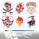 Doodlream 6PCS Halloween Stencils For Painting, Skull Pirate Drawing.... Fixed Price $15.70.