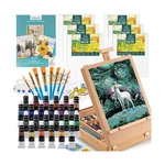 Inburit Art Paint Set With Wooden Easel Box, 24 Colors Acrylic Pain... Fast Ship. Fixed Price $72.83.