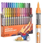 Jusart Acrylic Paint Markers Brush Tip 30 Colors, Water-based No-bleed. Fixed Price $30.24.