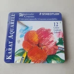 Staedtler Karat Aquarell Watercolor Crayons Set Of 12 Colors Metal Case. Fixed Price $14.00.