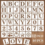 Yeajon 12" Letter & Number Stencils, 40 Pcs Alphabet Drawing Templates, Reusable. Fixed Price $50.54.