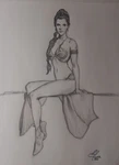 Original Charcoal Pen Hand Drawing Art By J&m Tarantula As Princess Leia 2018. Fixed Price $100.00.