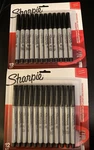 Lot Of 2- 12 Count Black Sharpie Ultra Fine Permanent Marker, Total 24. Fixed Price $24.00.