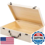 Useekoo Large 13.8"X9.8"X3.9" Unfinished Wooden Suitcase Storage Box. Fixed Price $58.83.
