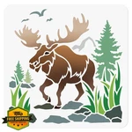 Doodlream Moose Wall Stencil 11.8X11.8 Reusable Painting. Fixed Price $20.00.