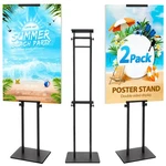 Poster Stand 2 Pack 80 Inch Double Sided Adjustable Heavy Duty Black Vaiigo Sign. Fixed Price $114.99.