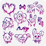11.8"X11.8" Street Graffiti Wall Stencil Templates, Art Reusable Plastic. Fixed Price $13.22.