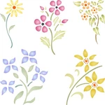 Floral Set Stencil, 6.5 X Inch (m) - Classic Flower Designs Stencils By C.... Fixed Price $21.98.