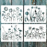 Pieces Spring Wildflower Stencils For Painting, Reusable 5.9 X 4.7 Inch Sma.... Fixed Price $13.56.