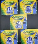 5 Crayola 64 Ultra Washable Crayons Assorted Colors Hinged Top With Sharpener. Fixed Price $18.95.