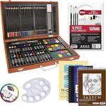 102-PIECE Deluxe Wooden Art Supply Set Oil Pastel Watercolors Brushes Sketch Pad. Fixed Price $44.95.