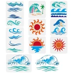 Fingerinspire 9 Pcs Sea Waves Painting Stencil Sun Beach Template Summer Surf.... Fixed Price $14.71.