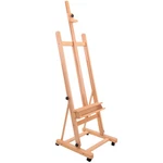 Wooden Beechwood Adjustable H-frame Studio Easel, Artist Tray Wheels Hold Canvas. Fixed Price $119.99.