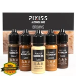 Pixiss Brown Alcohol Ink Set 5 Shades Resin Tumbler Coaster Art. Fixed Price $27.99.